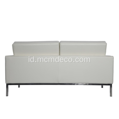 Florence Knoll Putih Kulit Asli 2 Sofa Kursi